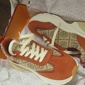 Tory Burch Red and Tan Sneakers